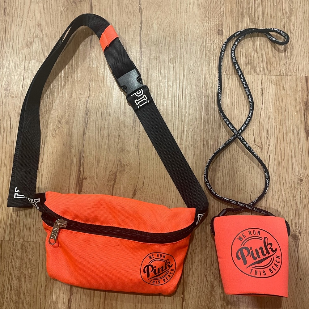 Never Used Coral Pink Fanny Pack w/ Matching Cousy
